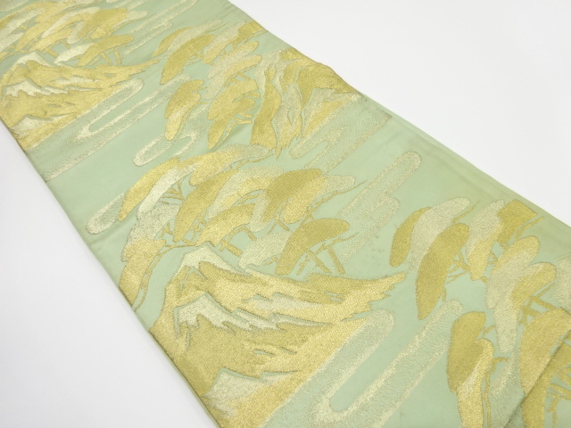 JAPANESE KIMONO / ANTIQUE FUKURO OBI / WOVEN EGASUMI & PINE